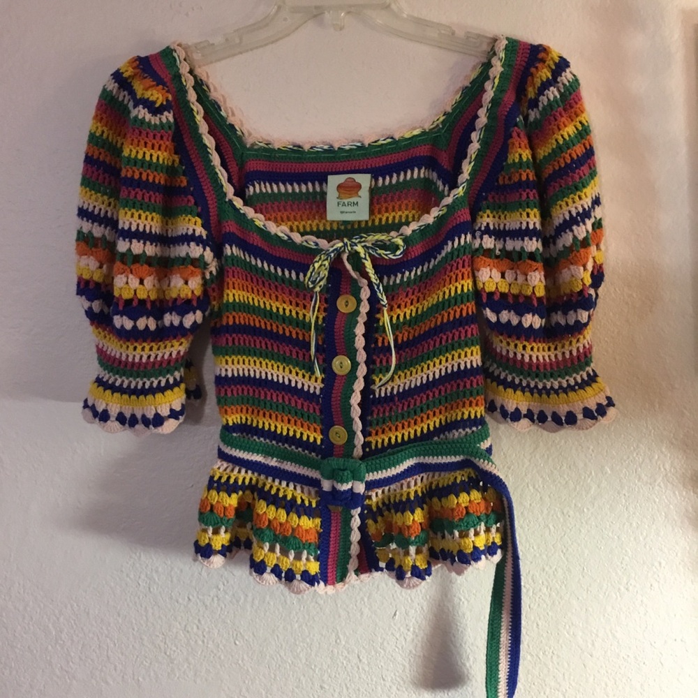 FARM Rio Multi Stitches Crochet Long Sleeve Blouse - Picture 3 of 9